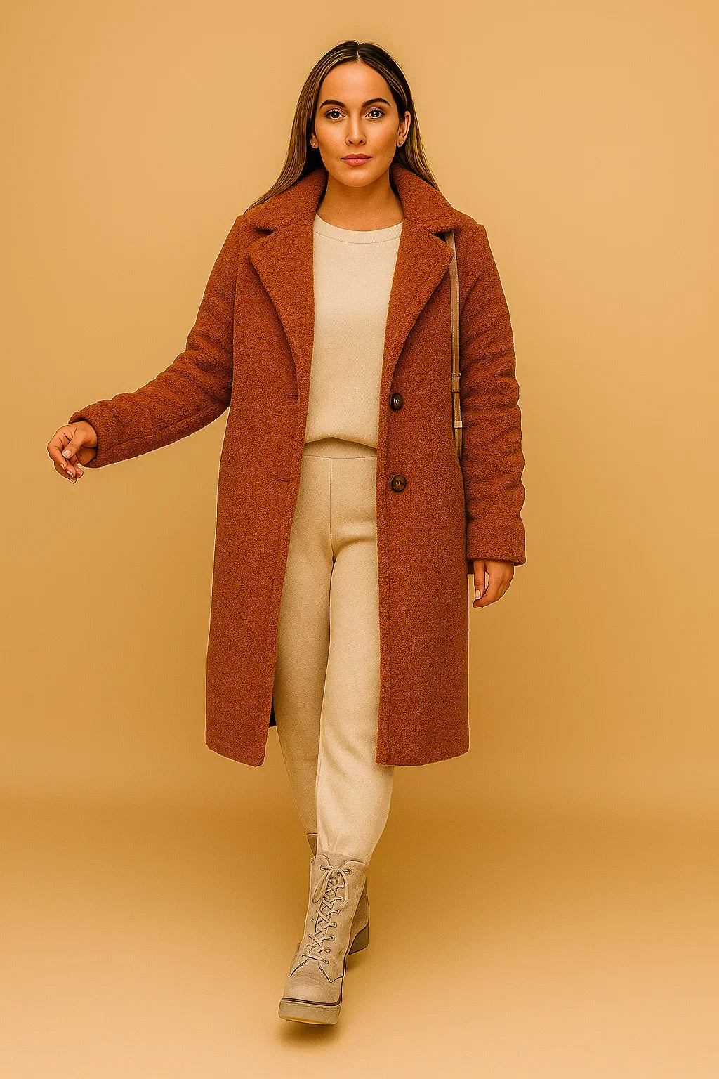 Manteau Long Teddy Fondamentale | Finition Texturée Douce