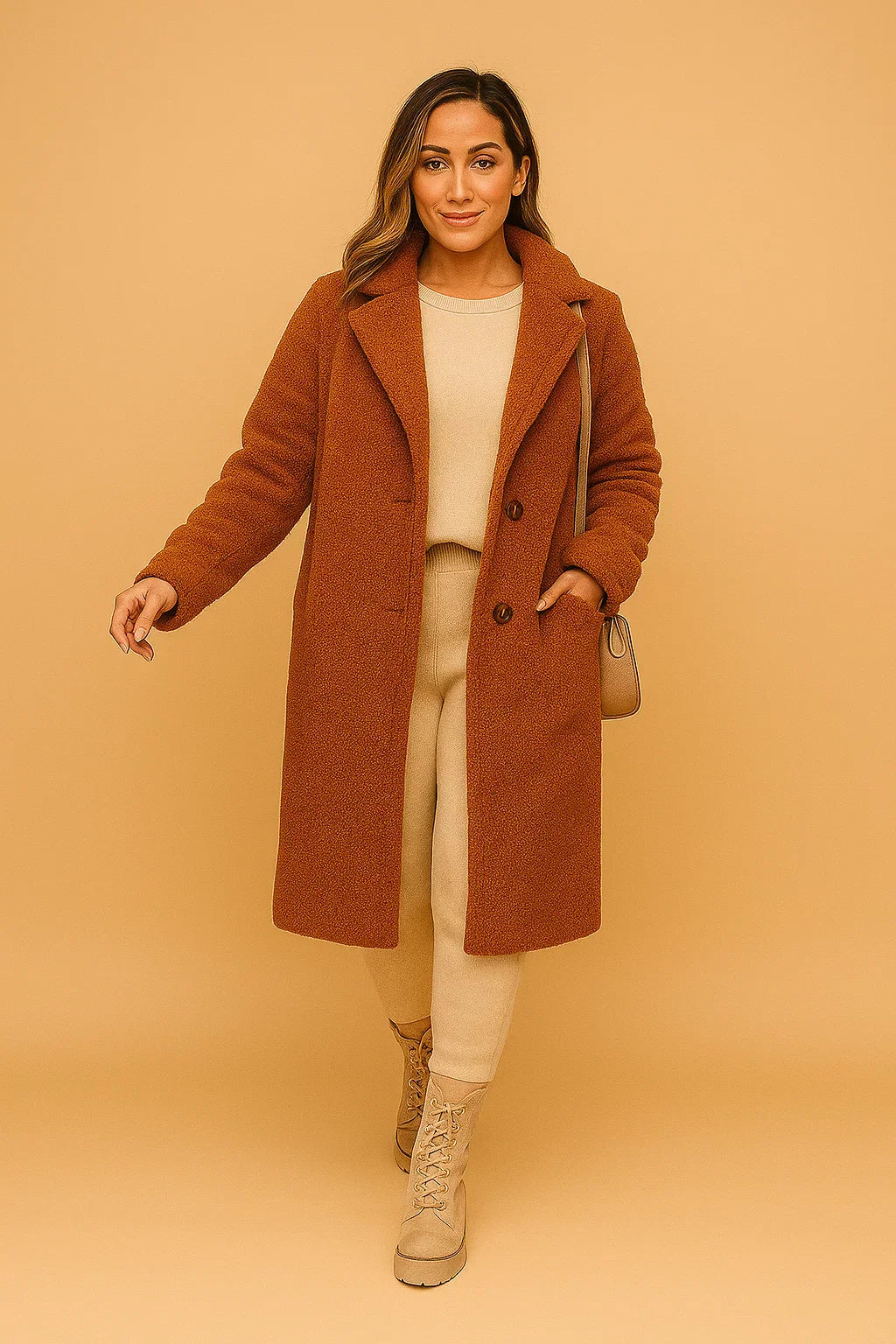Manteau Long Teddy Fondamentale | Finition Texturée Douce