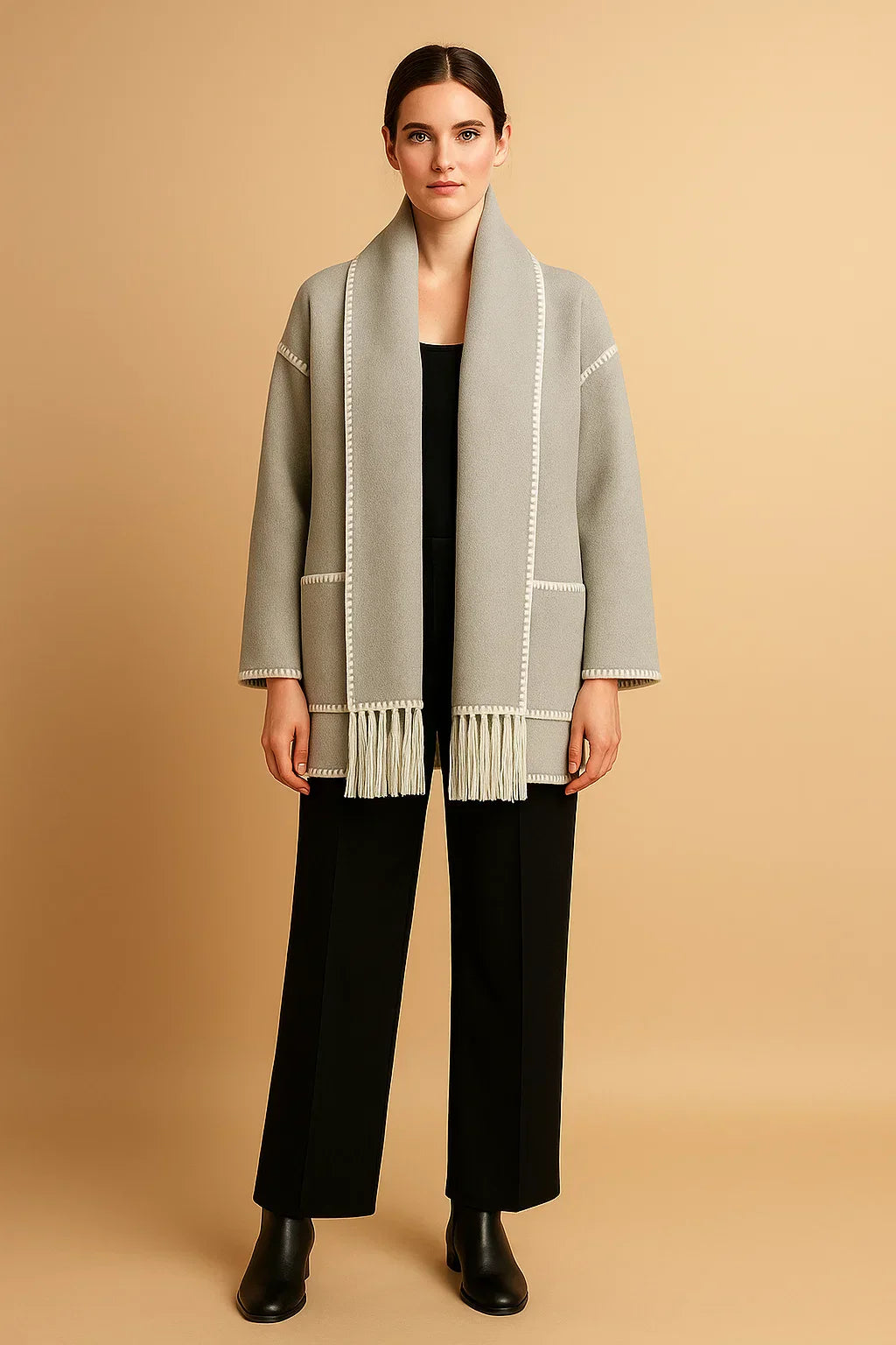 Manteau à Détails Frangés | Coupe Relaxée