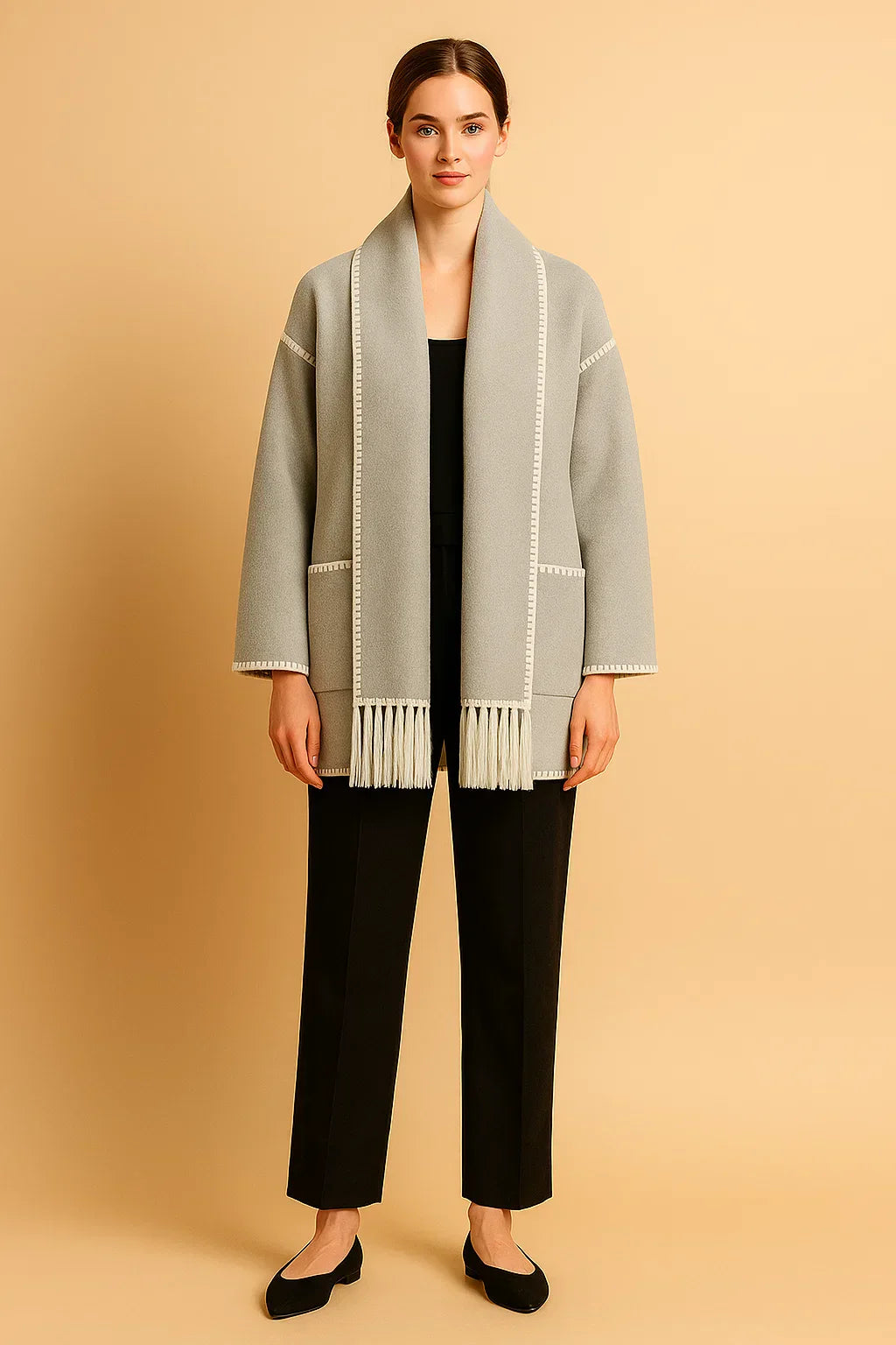 Manteau à Détails Frangés | Coupe Relaxée