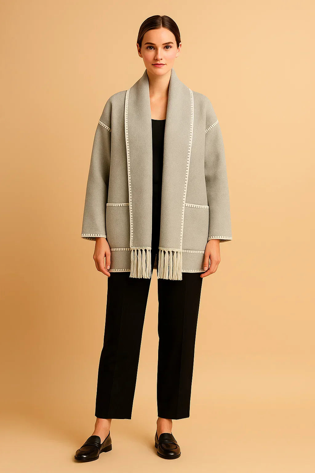 Manteau à Détails Frangés | Coupe Relaxée
