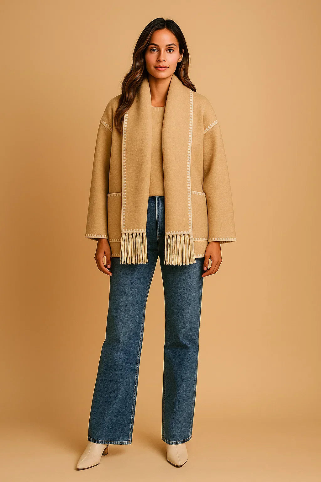 Manteau à Détails Frangés | Coupe Relaxée