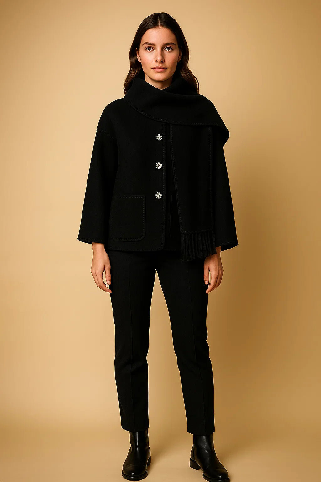 Manteau à Détails Frangés | Coupe Relaxée