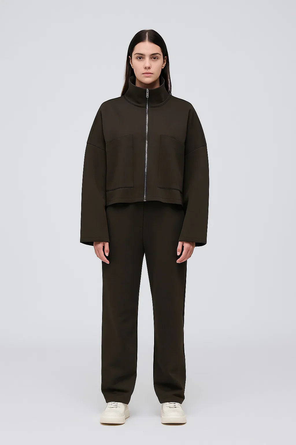 Veste zippée structurée | Col haut | Coupe cropped