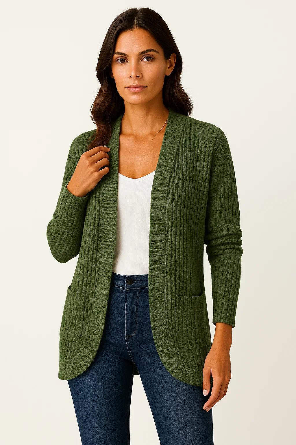 Cardigan en Tricot à Rayures | Ouvert | Coupe Détendue
