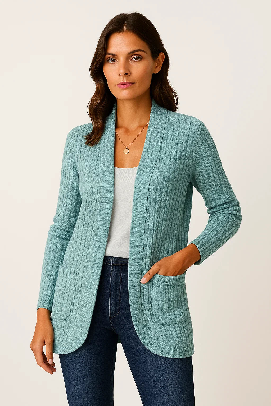 Cardigan en Tricot à Rayures | Ouvert | Coupe Détendue