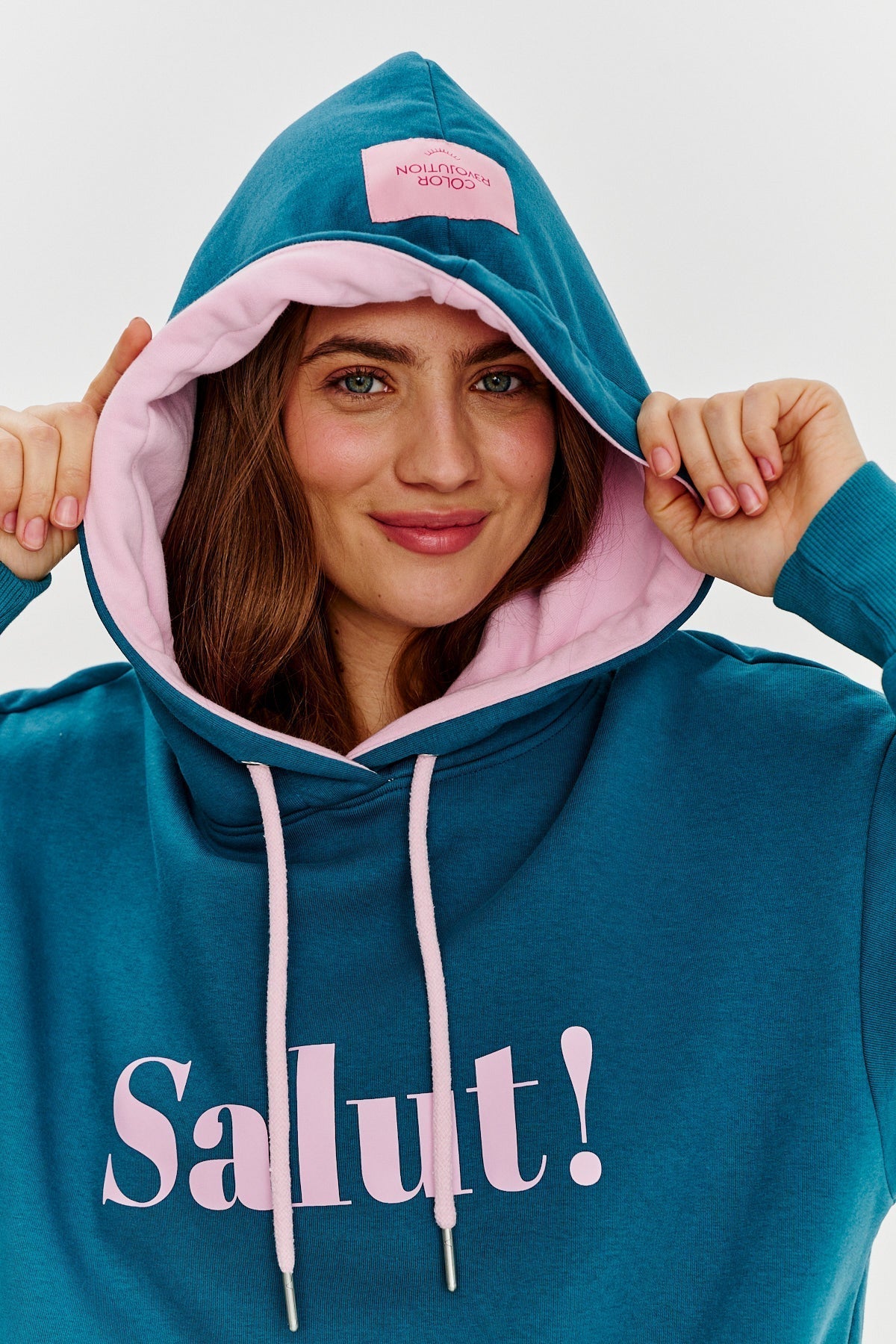 Hoodie “Salut!” | Oversized | Imprimé Contrasté