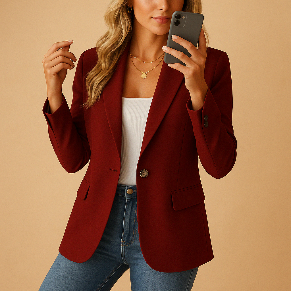 Blazer Fitted Bouton Simple | Silhouette Minimaliste | Longueur Régulière