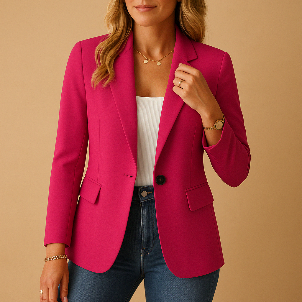 Blazer Fitted Bouton Simple | Silhouette Minimaliste | Longueur Régulière