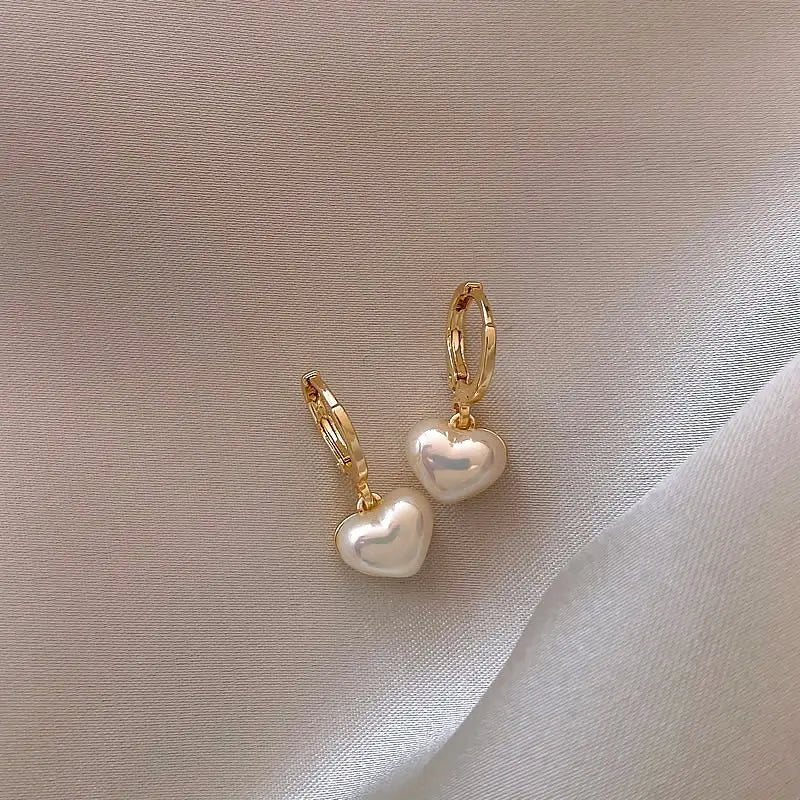 Boucles d'oreilles Coeur en Perle Clarté | Mini Hoops en Or