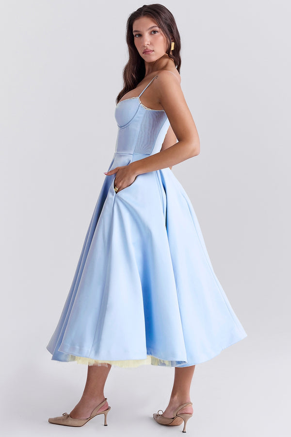 Robe Midi Sweetheart Clarté | Silhouette A-Line | Bretelles Spaghetti