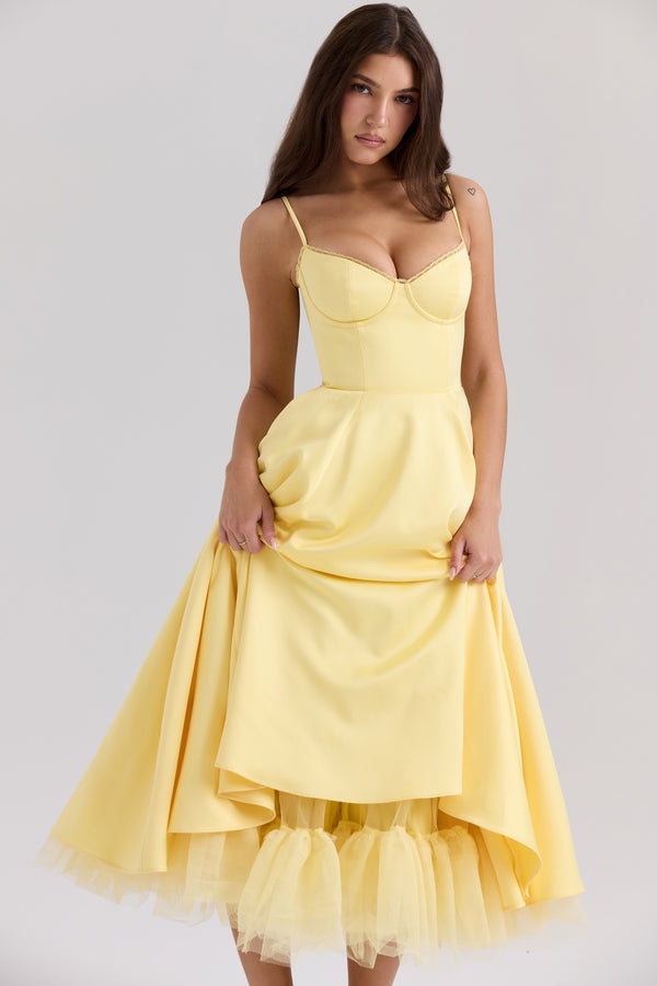 Robe Midi Sweetheart Clarté | Silhouette A-Line | Bretelles Spaghetti