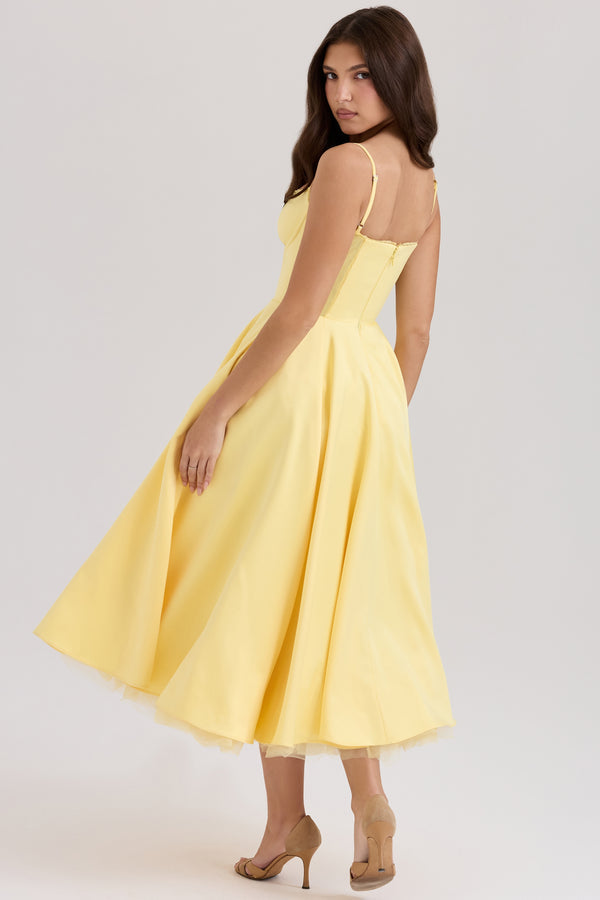 Robe Midi Sweetheart Clarté | Silhouette A-Line | Bretelles Spaghetti