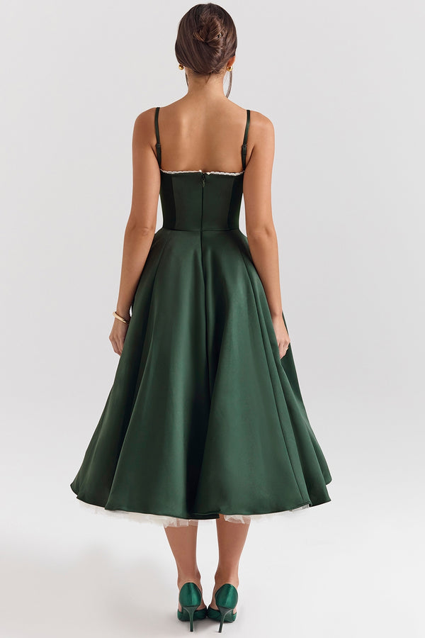 Robe Midi Sweetheart Clarté | Silhouette A-Line | Bretelles Spaghetti