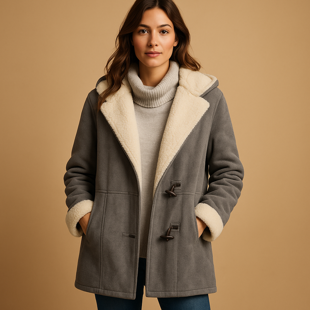 Manteau à Capuche en Faux Shearling | Fermeture Toggle | Fini Suédé Doux