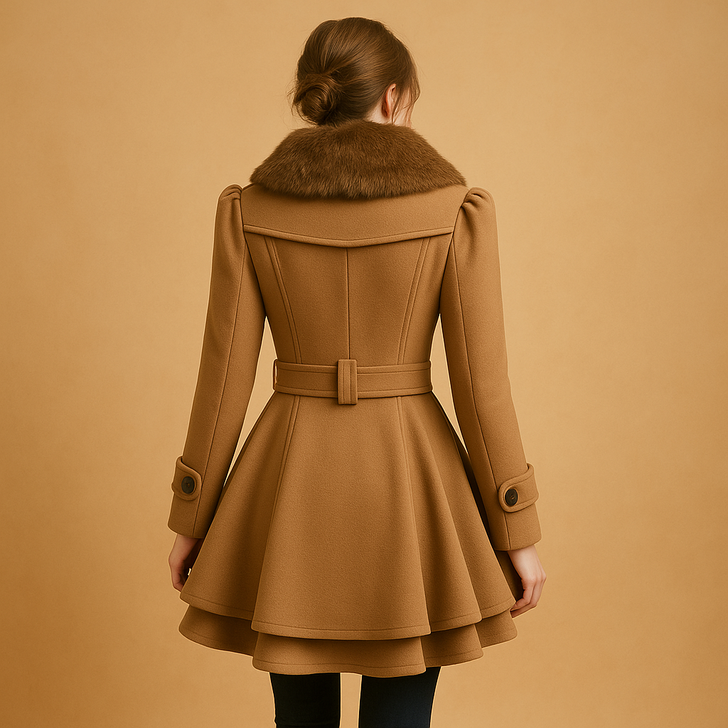 Manteau A-Line Bouclé | Col en Fausse Fourrure