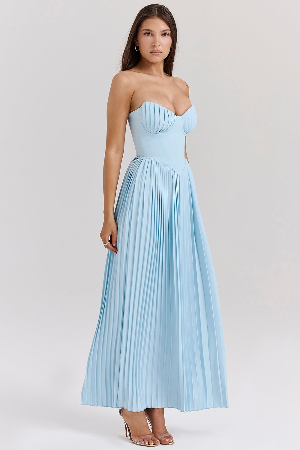 Robe Maxi Plissée Clarté | Corps Bonnets | Silhouette Sans Épaule