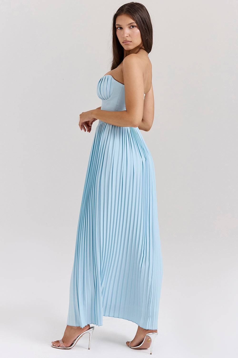 Robe Maxi Plissée Clarté | Corps Bonnets | Silhouette Sans Épaule