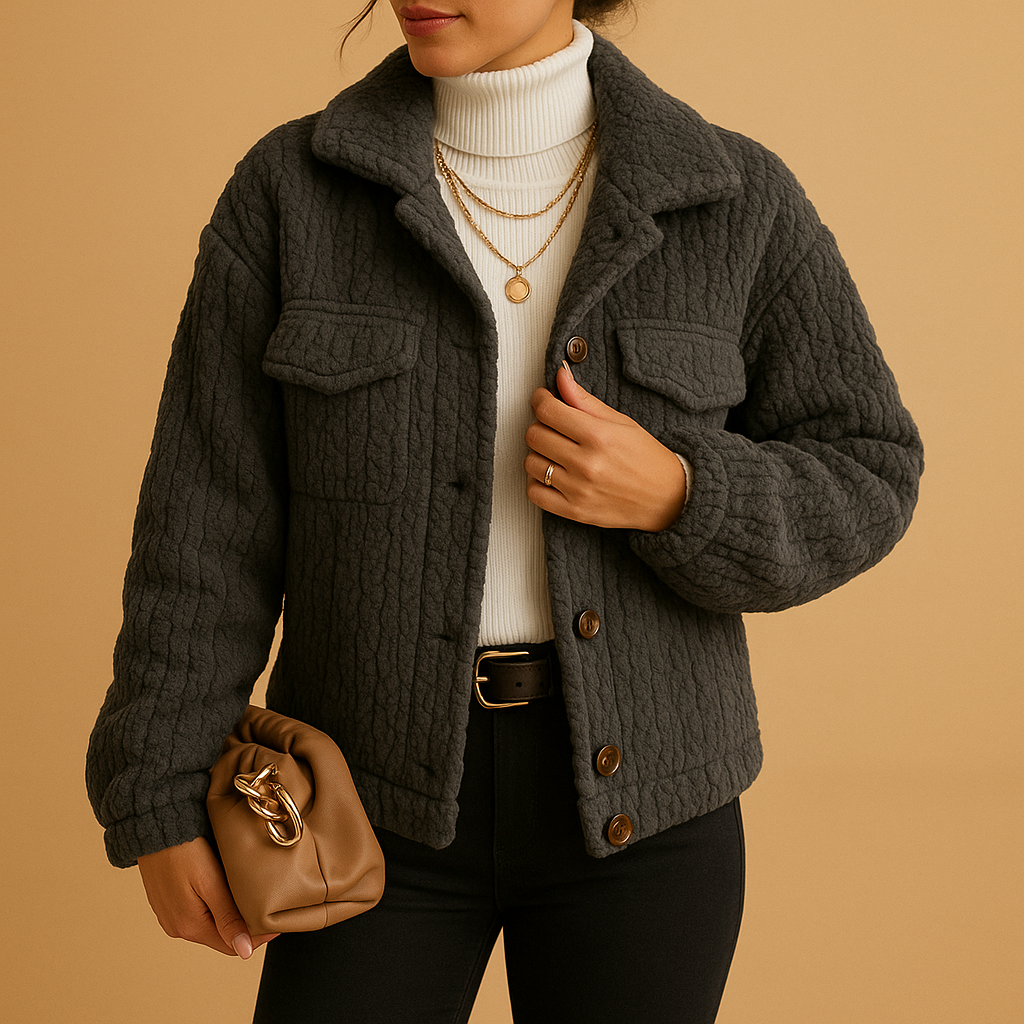 Veste courte en peluche | Finition douce texturée