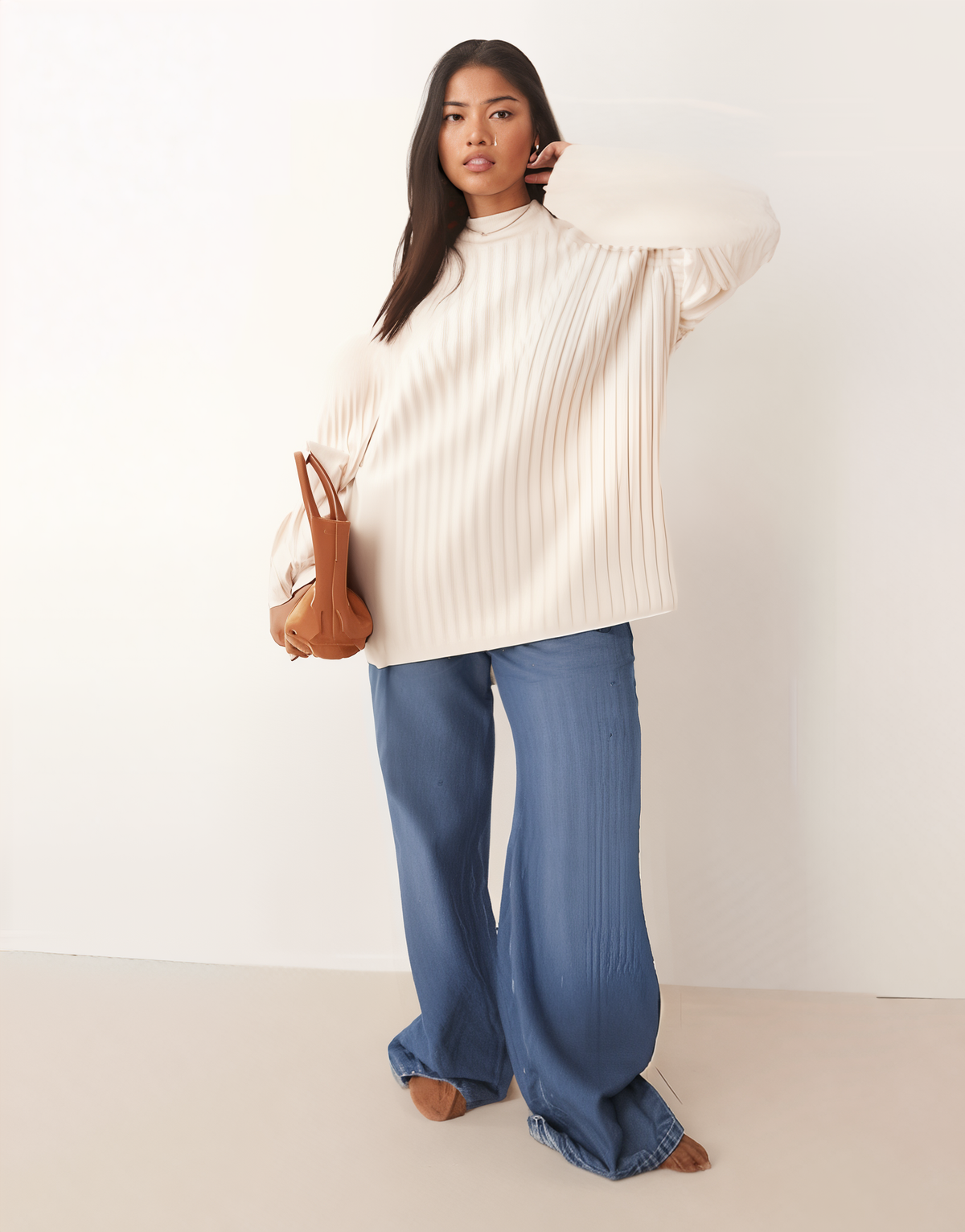 Pull-over ribbé | Crème | Coupe relaxe