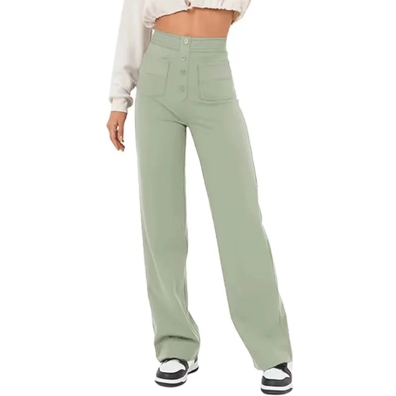 Pantalon Large Haute Taille avec Poches