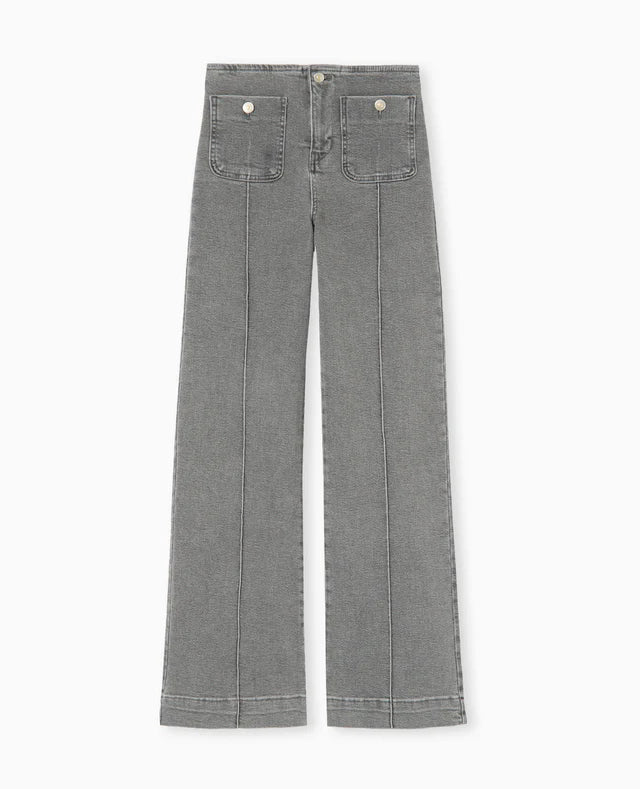 Jeans Hauts Taille Droits | Couture Contrastante | Silhouette Longueur Complète