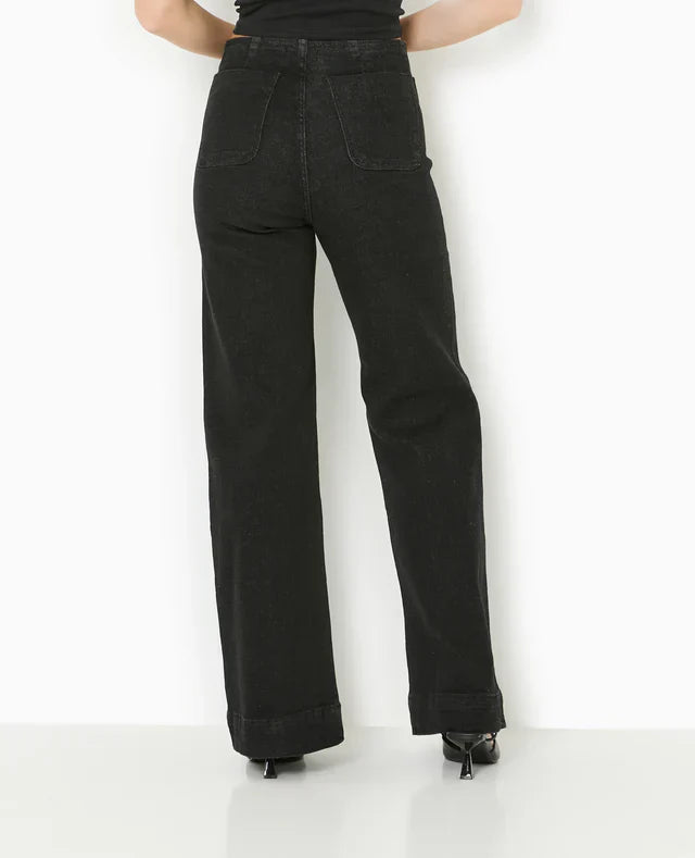 Jeans Hauts Taille Droits | Couture Contrastante | Silhouette Longueur Complète