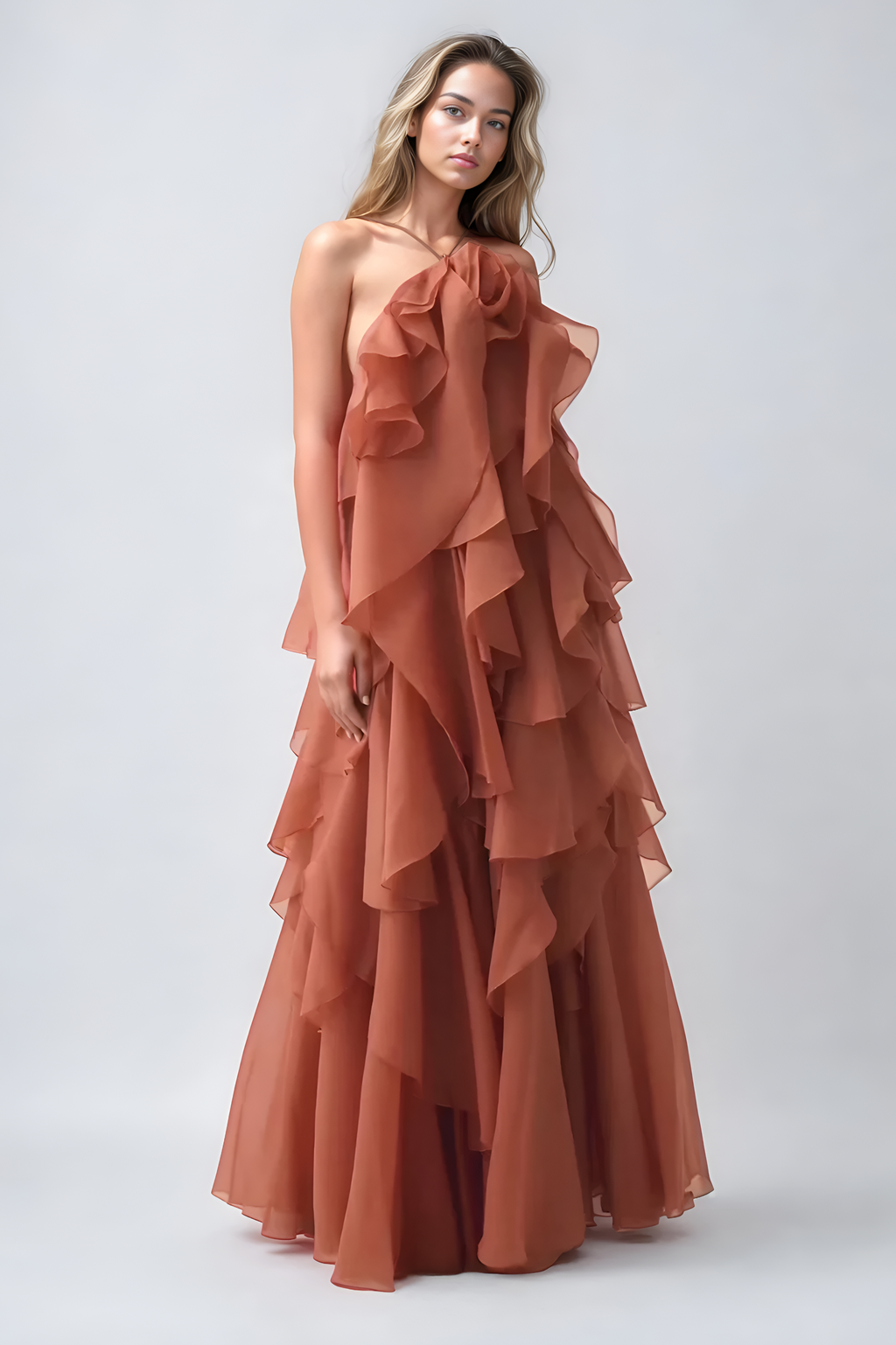 Robe Livora Maxi Ruffle | Halterneck | Chiffon