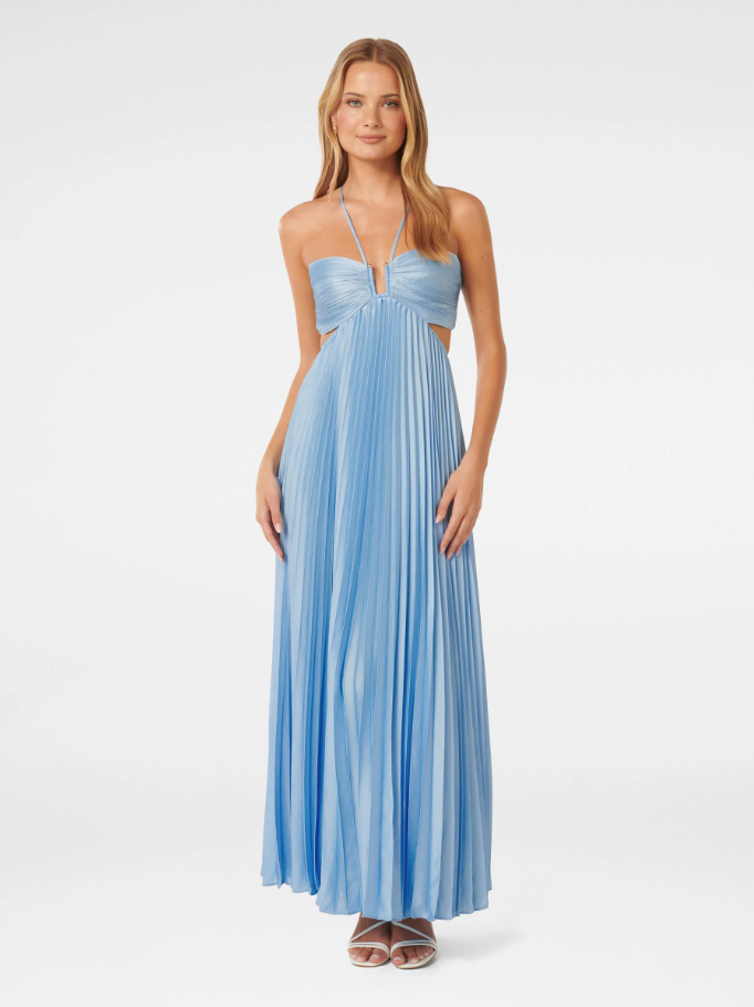 Robe Soraya Maxi Plissée | Bustier Halterneck | Jupe Fluide