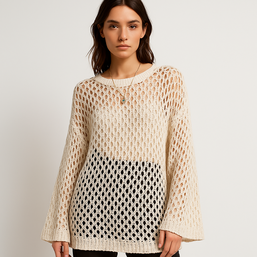 Pull-over en Crochet | Texture Crochet | Couleur Beige