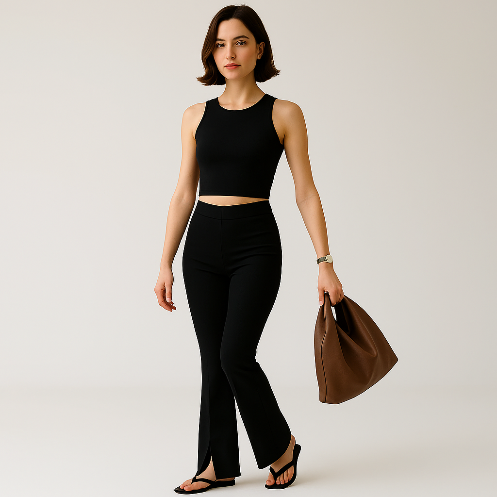 Pantalon Slim Fit à Ourlet Fendu | Silhouette Sculptante | Minimaliste Moderne
