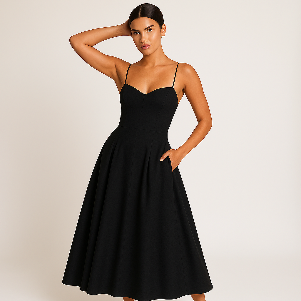 Robe Maxi Col Sweetheart | Silhouette A-Line | Bretelles Fines