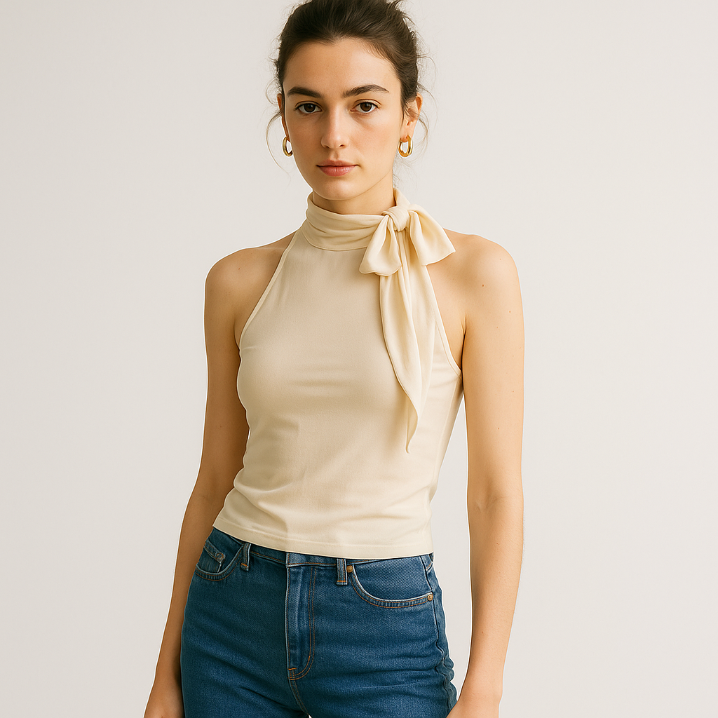 Top Halter | Col Nœud | Coupe Fluide
