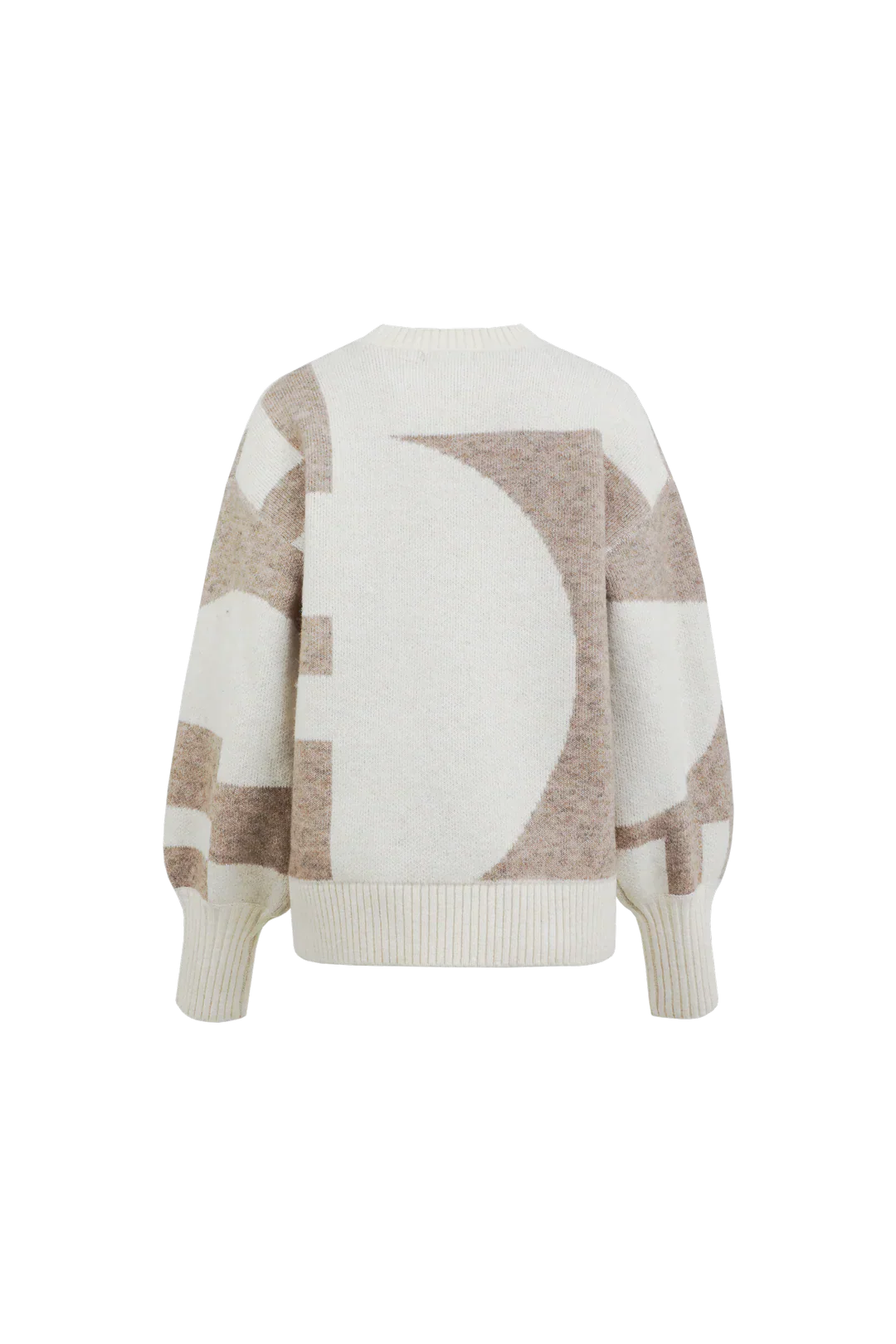 Pull-over Géométrique en Tricot | V-Cou | Manches Ballon