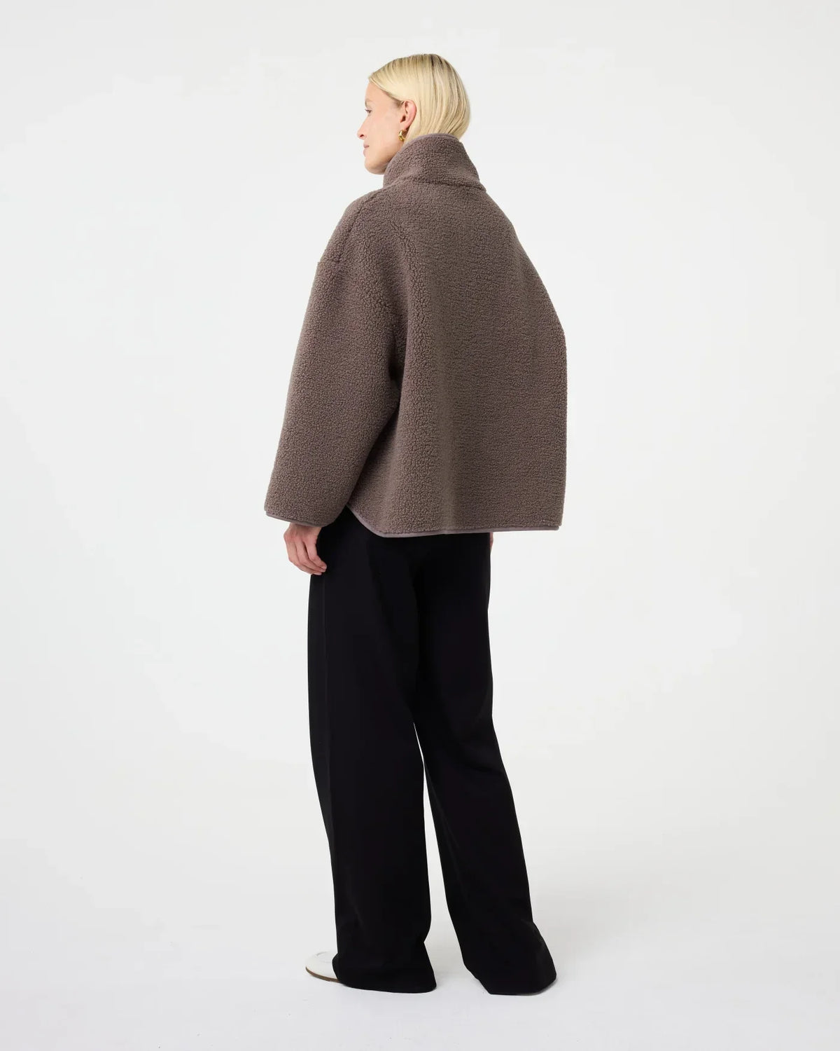 Veste Fausse Shearling Zip | Col Haut | Coupe Oversize