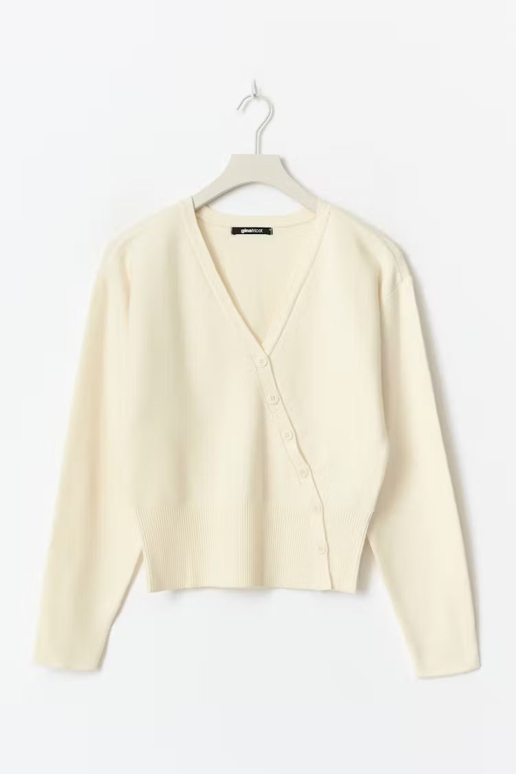 Cardigan Asymétrique à Boutons | Maille Douce