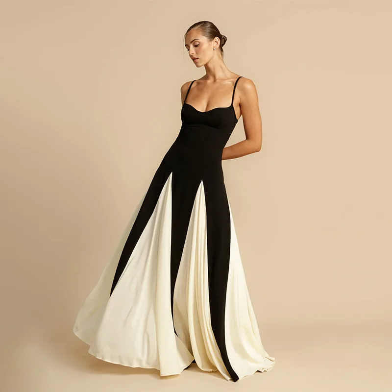 Robe Lueur Angélique Maxi | Deux Tons, Fit and Flare, Bretelles Spaghetti