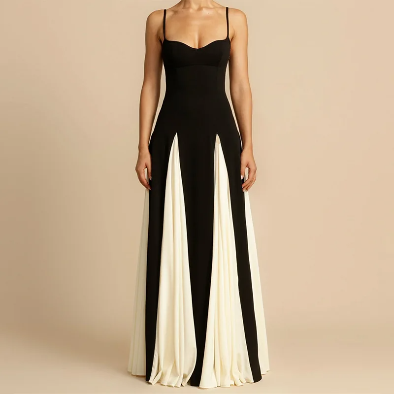 Robe Lueur Angélique Maxi | Deux Tons, Fit and Flare, Bretelles Spaghetti