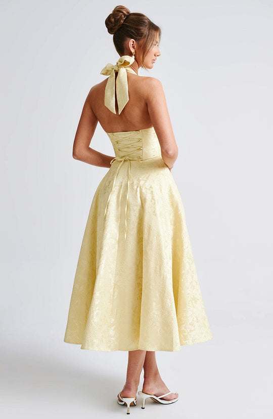 Robe Midi Satin Col Halter | Silhouette A-Line