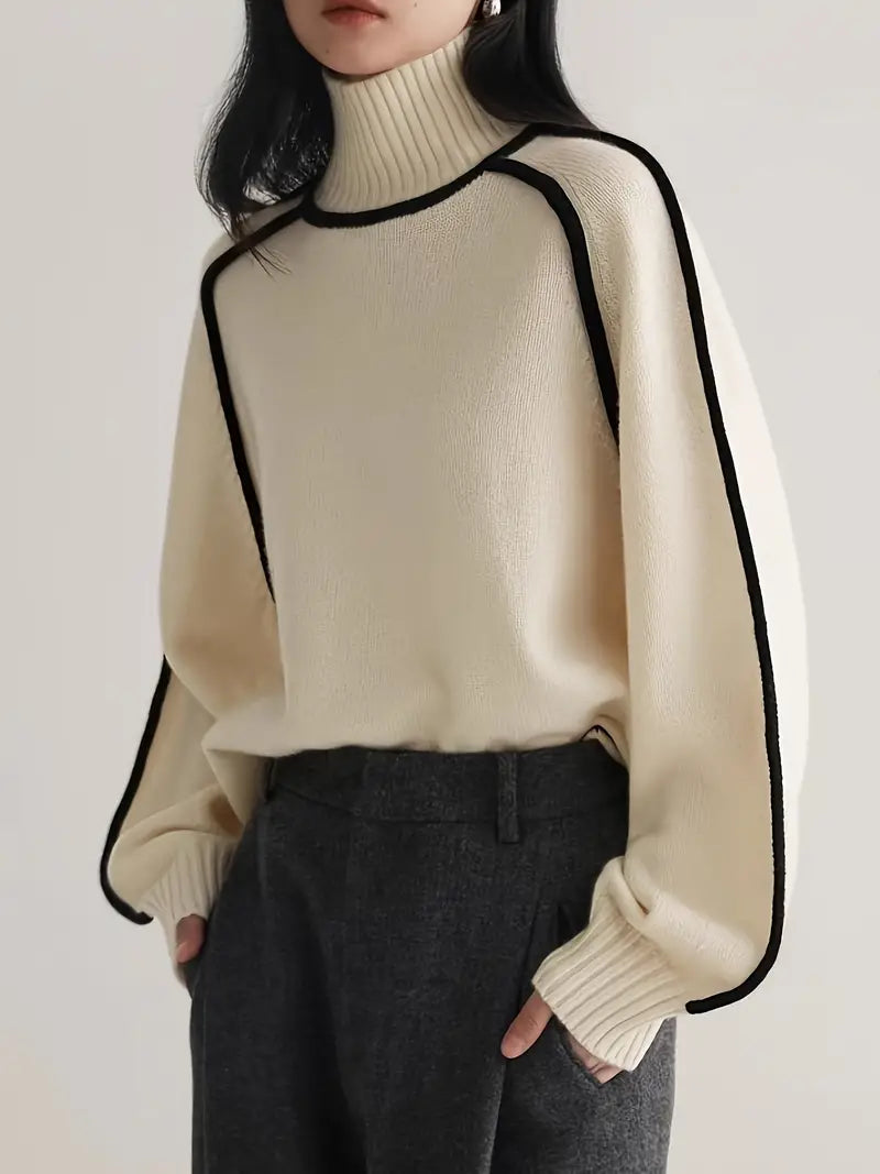 Pull Over en Laine Mélangée | Col Roulé | Coupe Relaxée