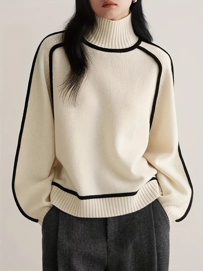 Pull Over en Laine Mélangée | Col Roulé | Coupe Relaxée