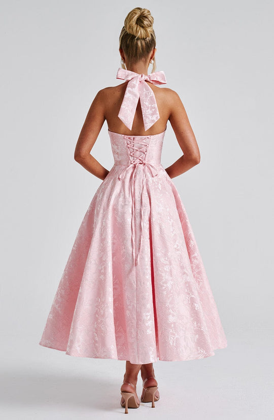 Robe Midi Satin Col Halter | Silhouette A-Line