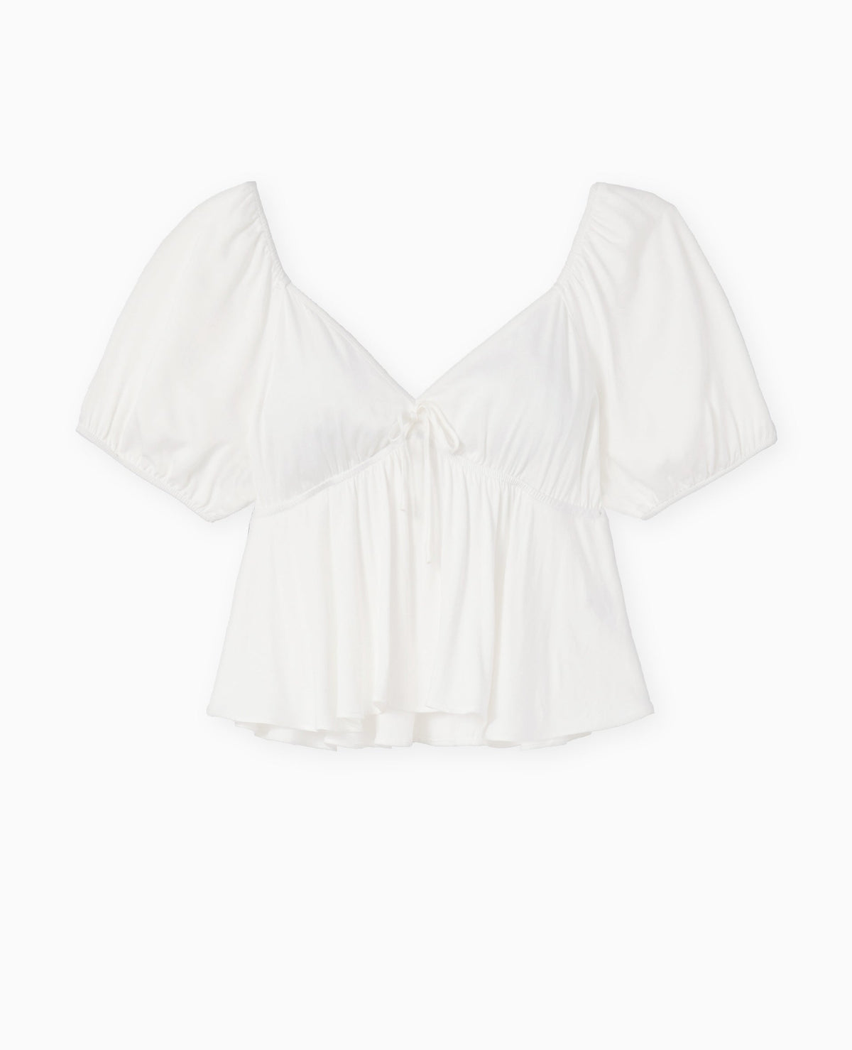 Blouse Peplum | Manches Ballon | Col V | Vêtement Léger d'Été