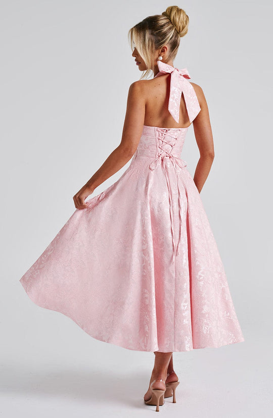 Robe Midi Satin Col Halter | Silhouette A-Line