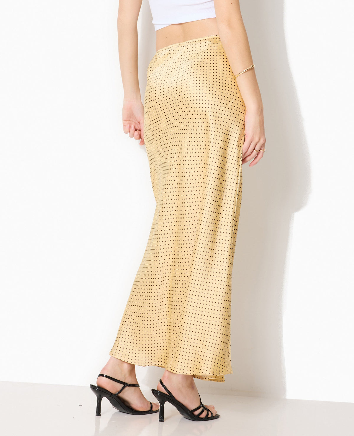 Jupe Maxi Sequin Or | Fente Haute