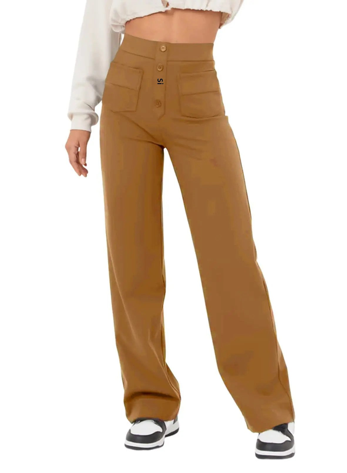 Pantalon Large Haute Taille avec Poches