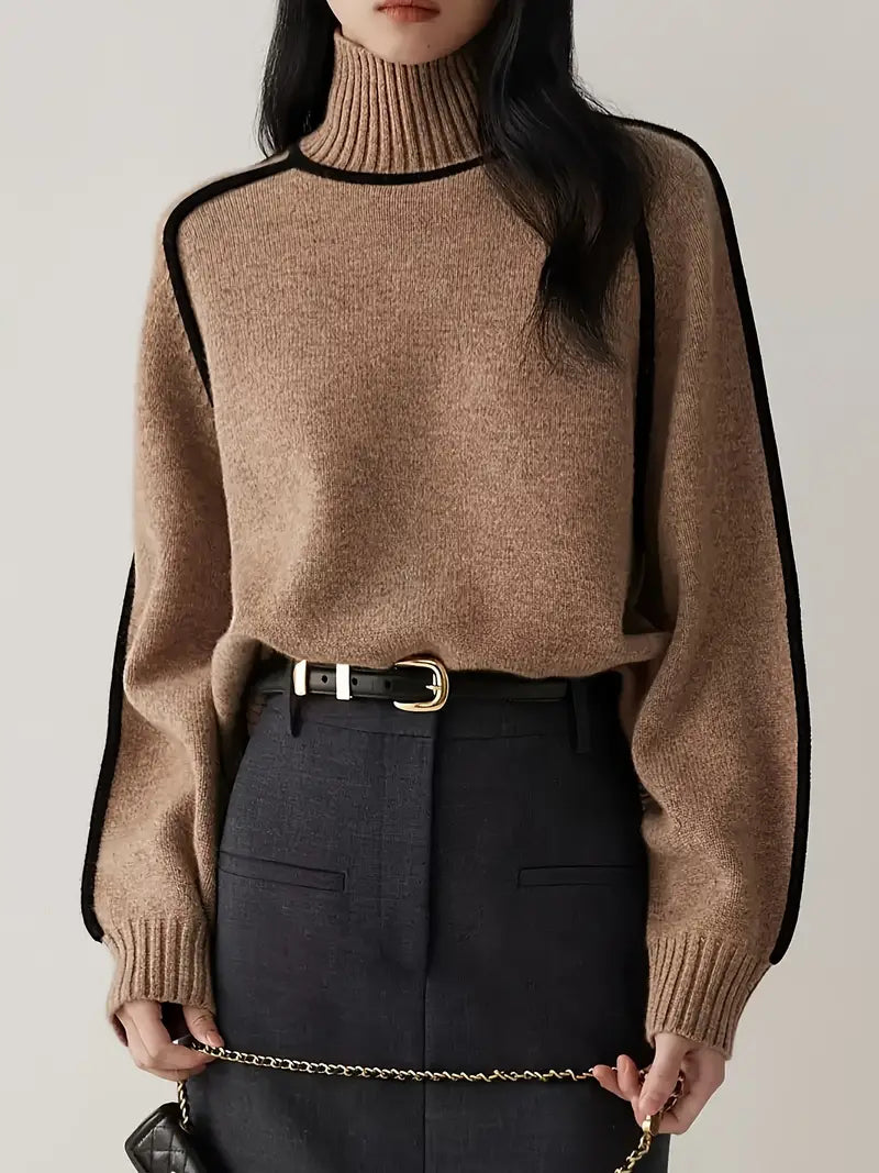 Pull Over en Laine Mélangée | Col Roulé | Coupe Relaxée
