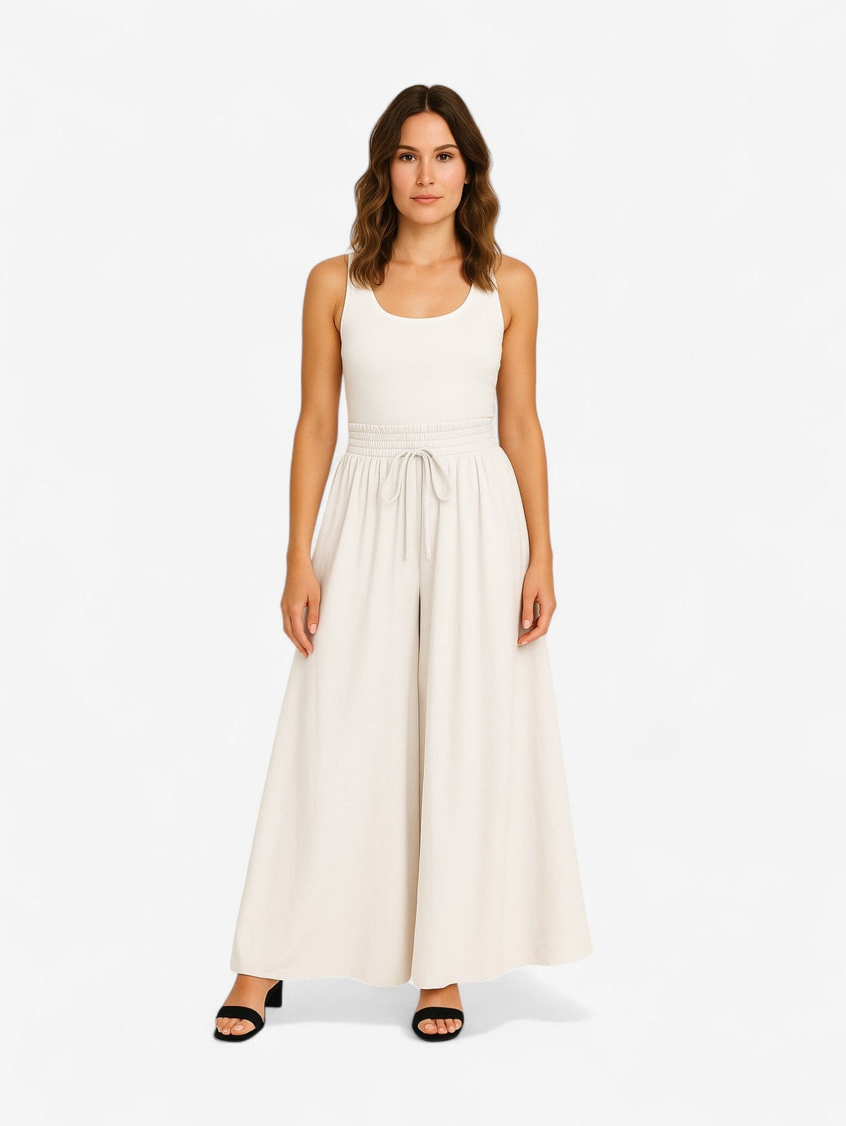 Jupe Maxi A-Line Noire | Taille Élastique avec Cordon