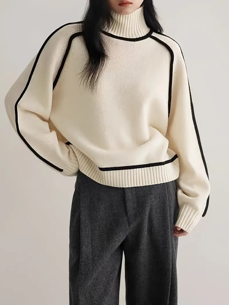 Pull Over en Laine Mélangée | Col Roulé | Coupe Relaxée