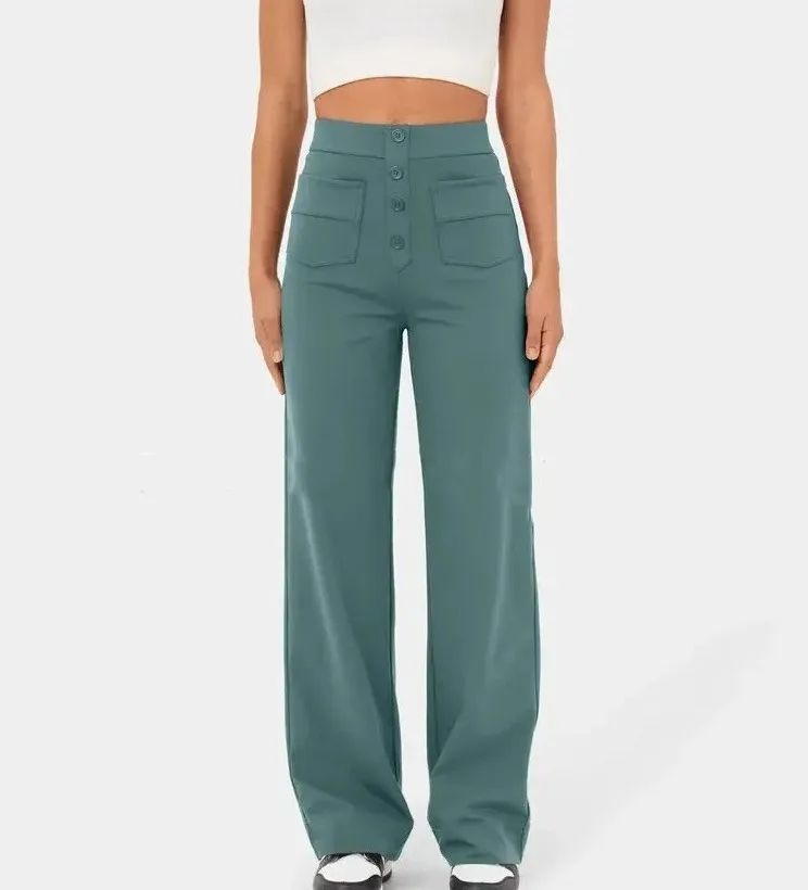 Pantalon Large Haute Taille avec Poches